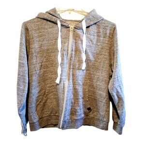 Doublju Gray Zip-Up Hoodie With White Drawstrings Lightweight Casual Wear 1X Siz